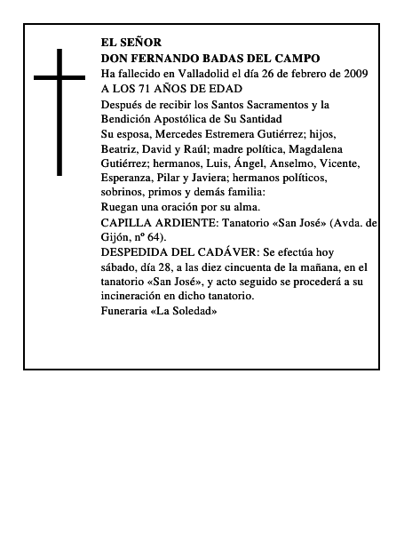 DON FERNANDO BADAS DEL CAMPO