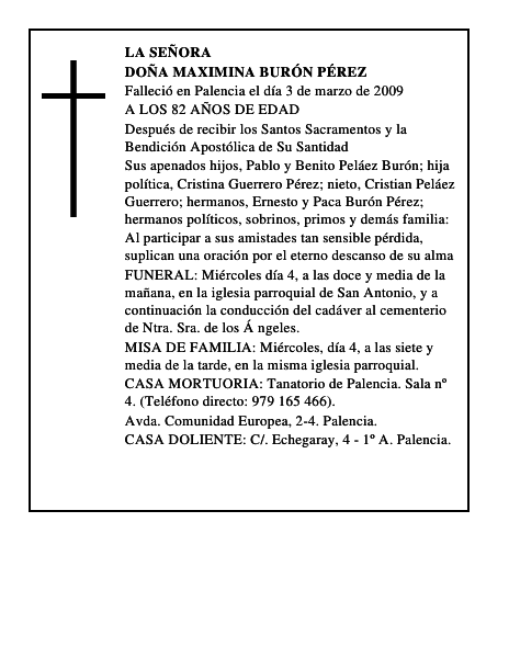 DOÑA MAXIMINA BURÓN PÉREZ