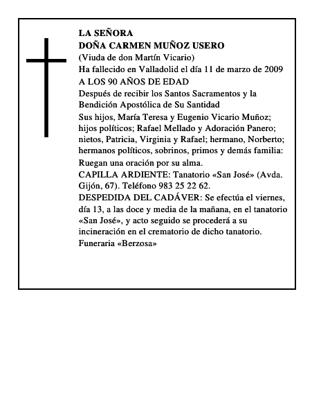 DOÑA CARMEN MUÑOZ USERO