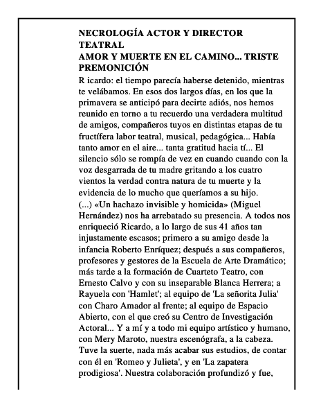 Amor y muerte en el camino. triste premonición
