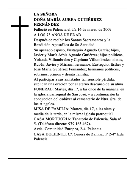 DOÑA MARÍA AUREA GUTIÉRREZ FERNÁNDEZ
