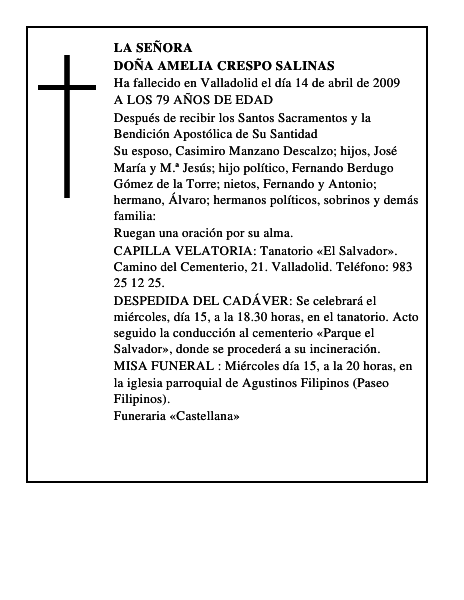 DOÑA AMELIA CRESPO SALINAS