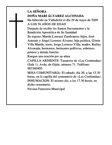 DOÑA MARI ÁLVAREZ ALCONADA