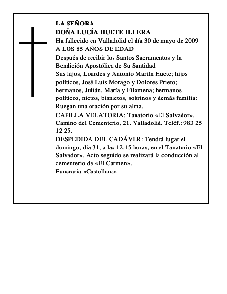 DOÑA LUCÍA HUETE ILLERA
