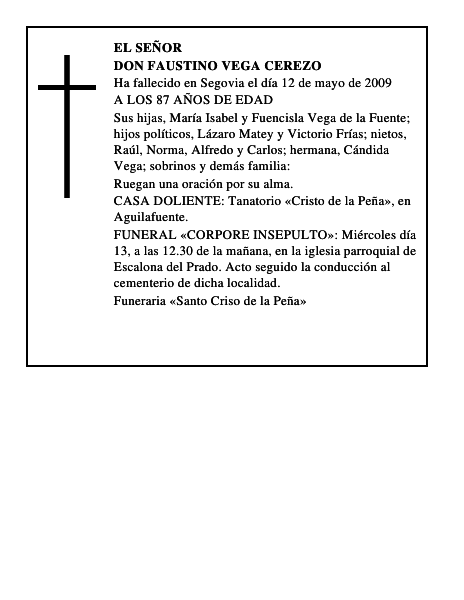 DON FAUSTINO VEGA CEREZO