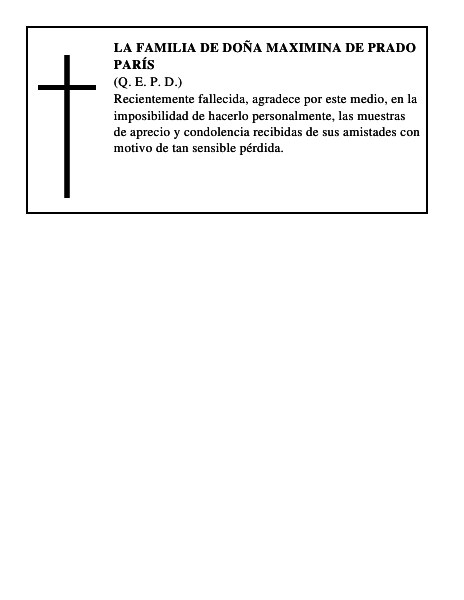 LA FAMILIA DE DOÑA MAXIMINA DE PRADO PARÍS
