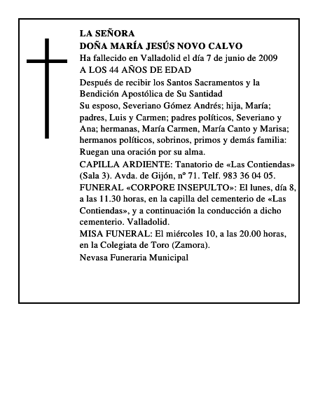 DOÑA MARÍA JESÚS NOVO CALVO