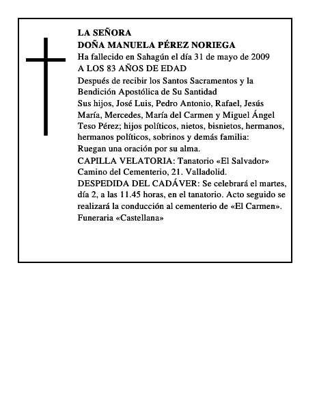 DOÑA MANUELA PÉREZ NORIEGA