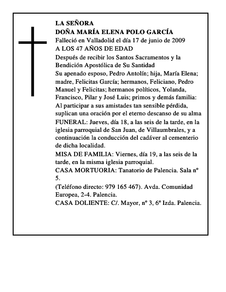 DOÑA MARÍA ELENA POLO GARCÍA