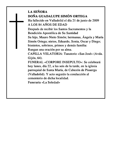 DOÑA GUADALUPE SIMÓN ORTEGA