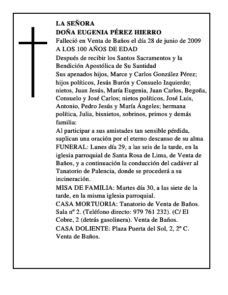 DOÑA EUGENIA PÉREZ HIERRO