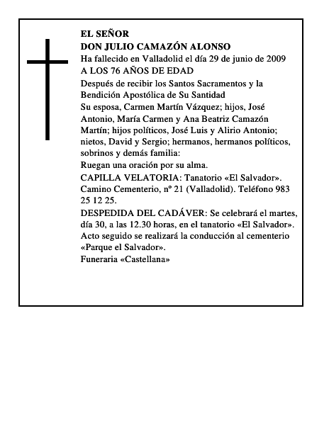 DON JULIO CAMAZÓN ALONSO
