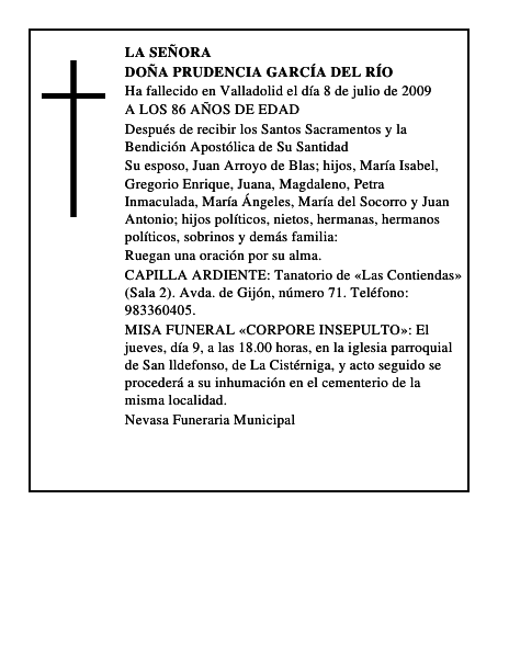 DOÑA PRUDENCIA GARCÍA DEL RÍO