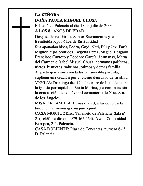 DOÑA PAULA MIGUEL CHUSA