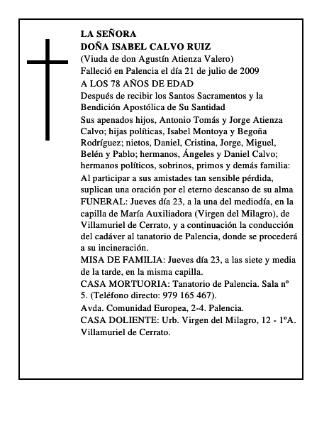 DOÑA ISABEL CALVO RUIZ