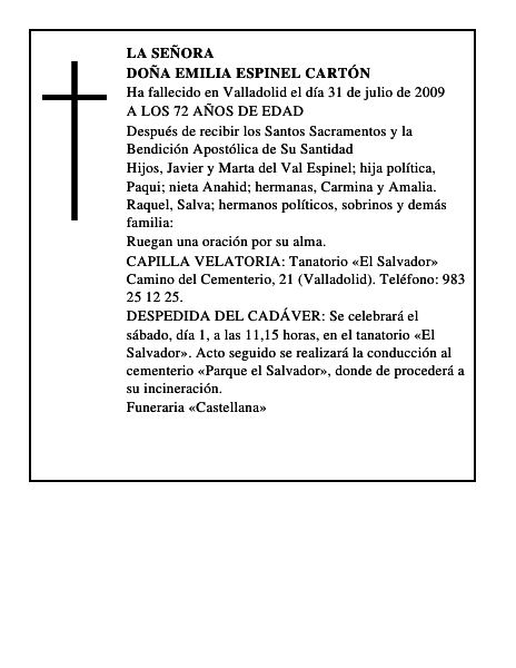 DOÑA EMILIA ESPINEL CARTÓN
