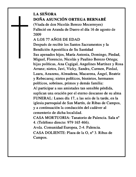 DOÑA ASUNCIÓN ORTEGA BERNABÉ