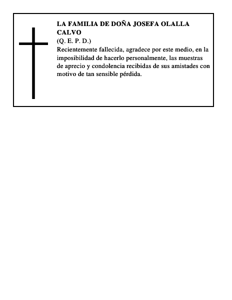 LA FAMILIA DE DOÑA JOSEFA OLALLA CALVO