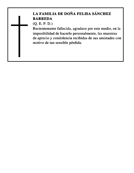 LA FAMILIA DE DOÑA FELISA SÁNCHEZ BARREDA