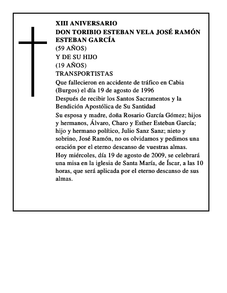 DON TORIBIO ESTEBAN VELA JOSÉ RAMÓN ESTEBAN GARCÍA
