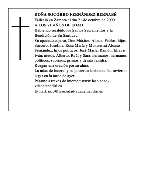 DOÑA SOCORRO FERNÁNDEZ BERNABÉ