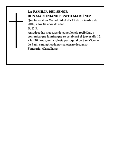 Don Martiniano Benito Martínez