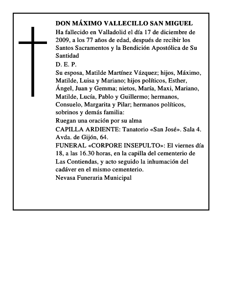 Don Máximo Vallecillo San Miguel