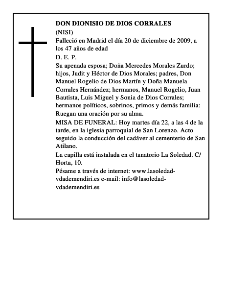 Don Dionisio de Dios Corrales
