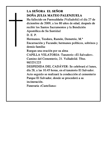 Doña Julia Mateo Palenzuela