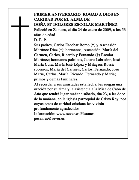 Doña Mª Dolores Escolar Martínez