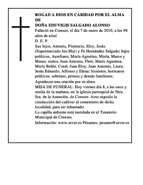 Doña Eduvigis Salgado Alonso