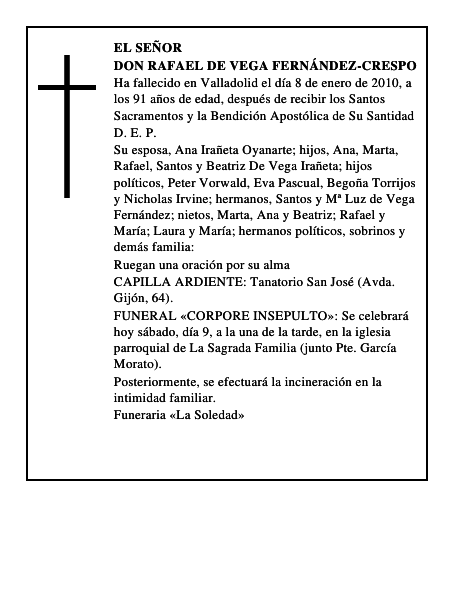 Don Rafael de Vega Fernández-Crespo
