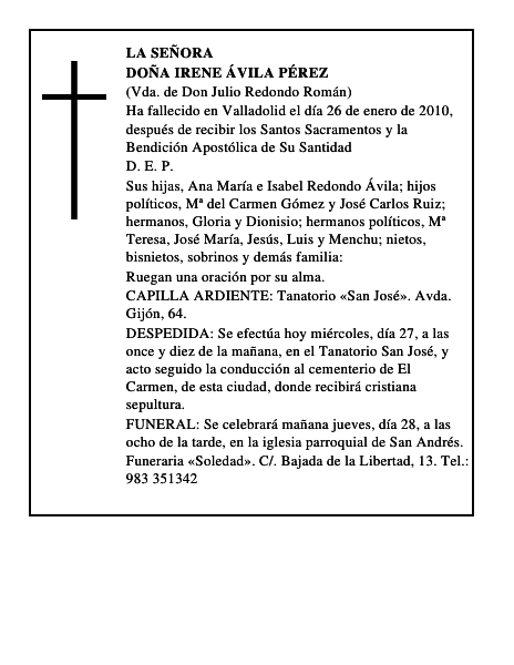 Doña Irene Ávila Pérez