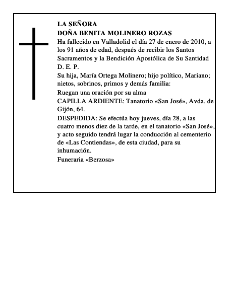 Doña Benita Molinero Rozas