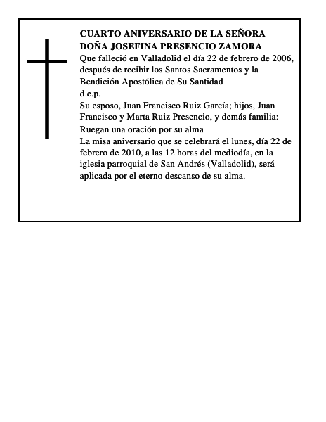 Doña Josefina Presencio Zamora