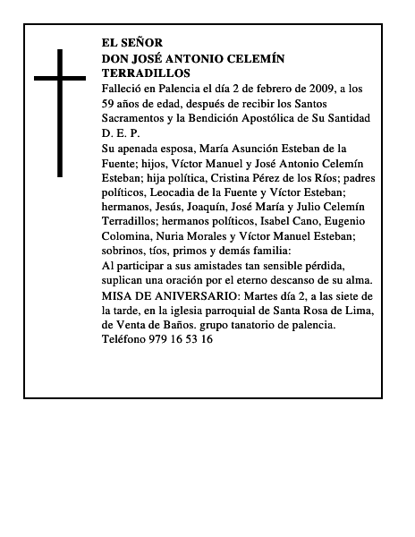 Don José Antonio Celemín Terradillos