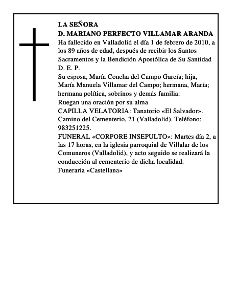 D. Mariano Perfecto Villamar Aranda