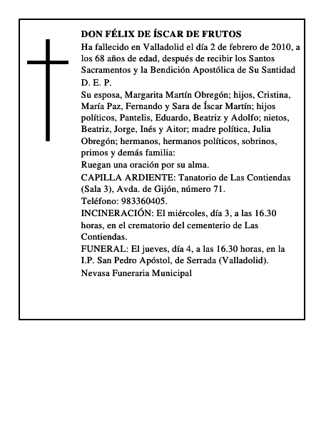 Don Félix de Íscar de Frutos
