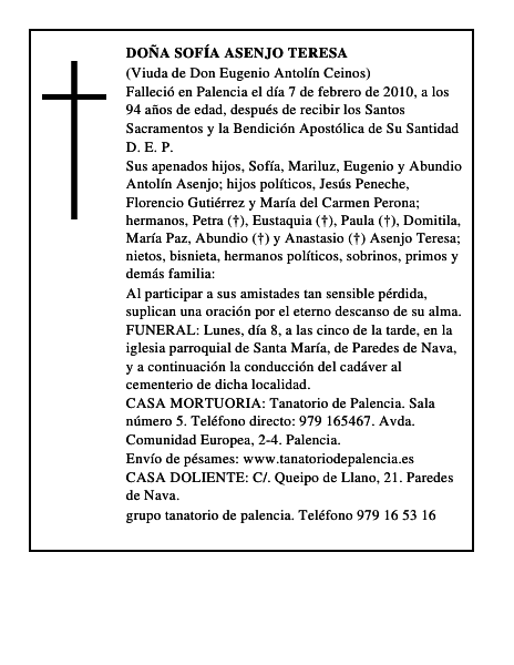 Doña Sofía Asenjo Teresa