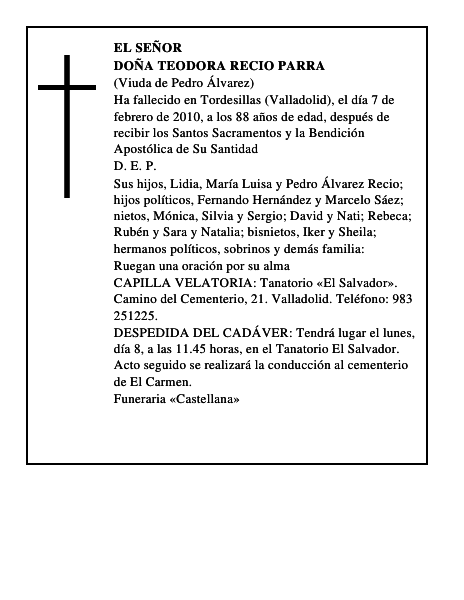 Doña Teodora Recio Parra