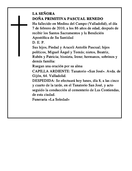 Doña Primitiva Pascual Renedo
