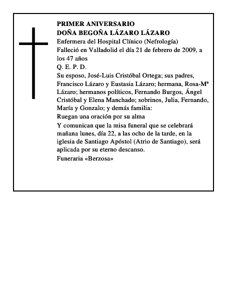 Doña Begoña Lázaro Lázaro