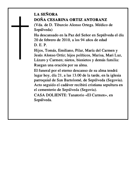 Doña Cesarina Ortiz Antoranz