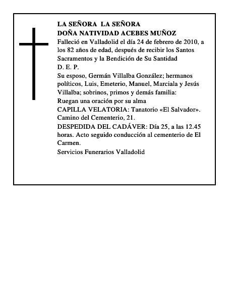 Doña Natividad Acebes Muñoz