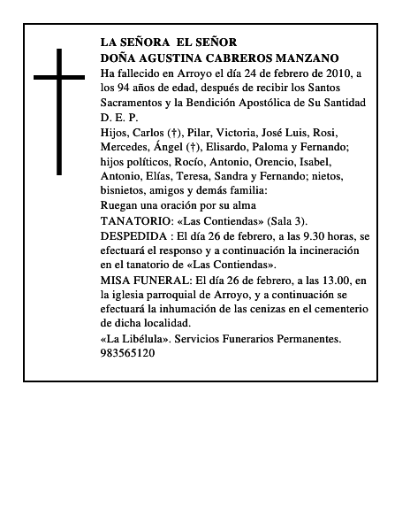 Doña Agustina Cabreros Manzano