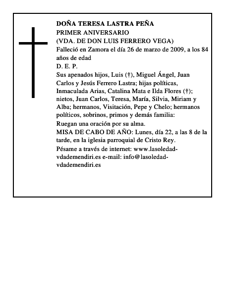 Doña Teresa Lastra Peña