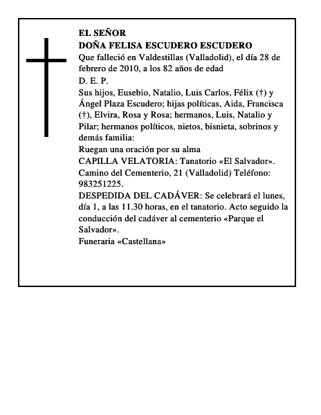 Doña Felisa Escudero Escudero