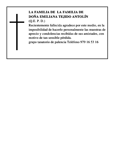 Doña Emiliana Tejido Antolín