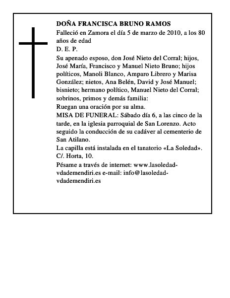 Doña Francisca Bruno Ramos