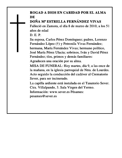 Doña Mª Estrella Fernández Vivas